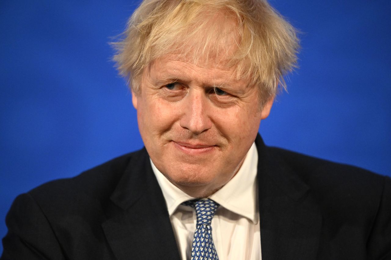UK Prime Minister Boris Johnson holds a press conference at Downing Street, London, England, on May 25.
