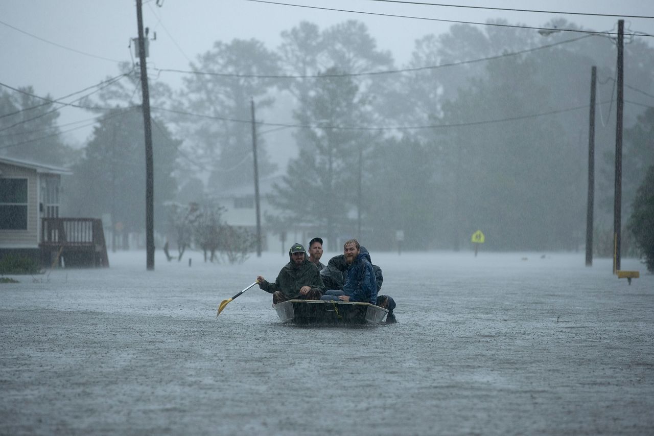 Volunteers from all over North Carolina are helping rescue residents from their flooded homes in New Bern, North Carolina.