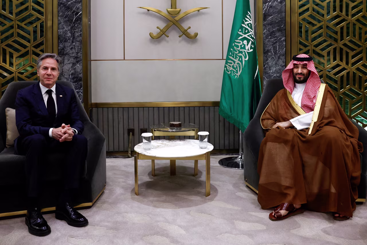 U.S. Secretary of State Antony Blinken meets Saudi Crown Prince and Prime Minister Mohammed bin Salman, in Jeddah, Saudi Arabia on March 20.