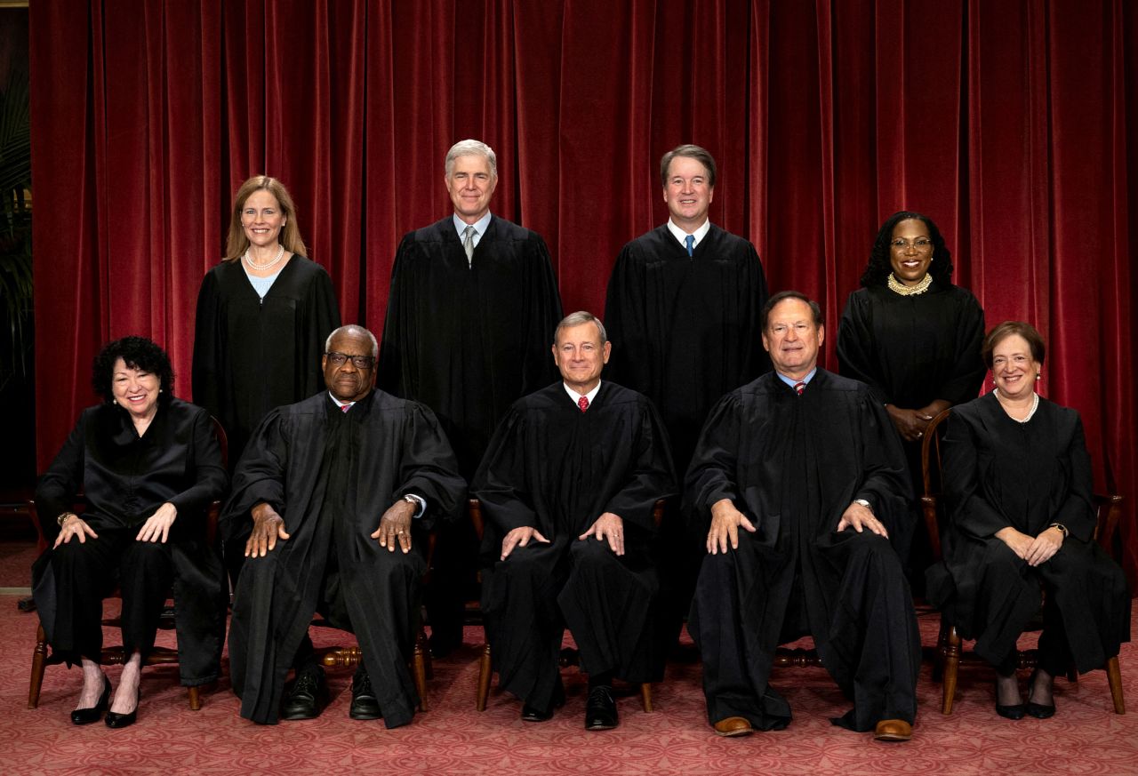 The Supreme Court poses for their group portrait in Washington, DC, in 2022.