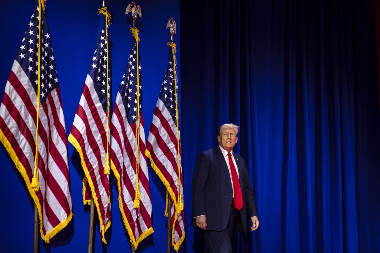 Former US President Donald Trump walks on stage to deliver the keynote address at the Faith & Freedom Coalition's Road to Majority Policy Conference at the Washington Hilton on June 22, in Washington, DC.