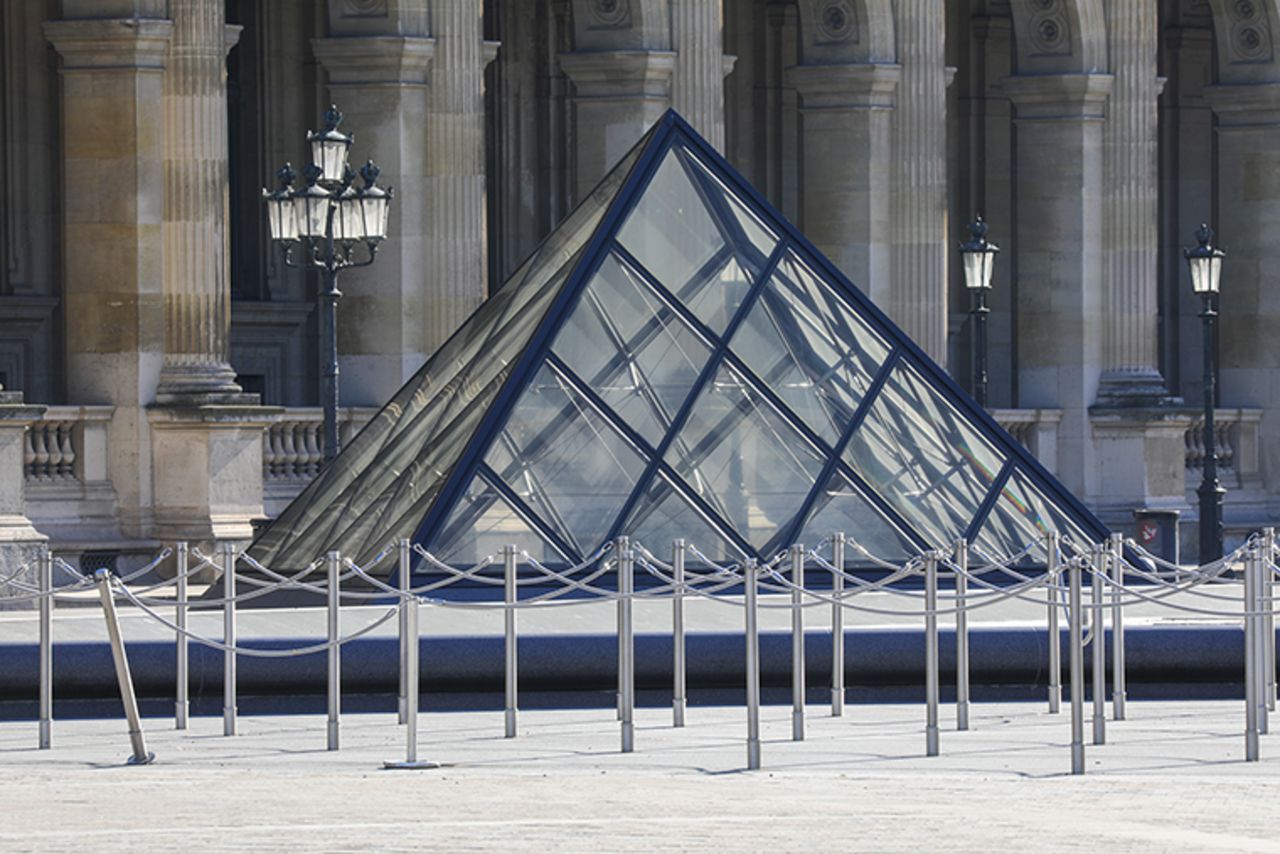 A view of the shut down Louvre Museum on April 05, 2020 in Paris, France. 