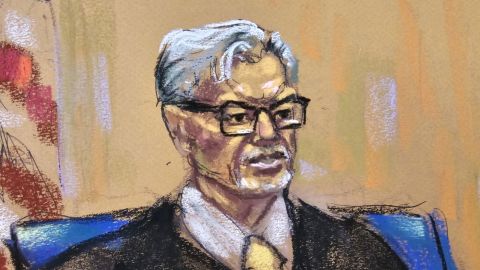 Judge Merchan is seen in this court sketch from Wednesday.