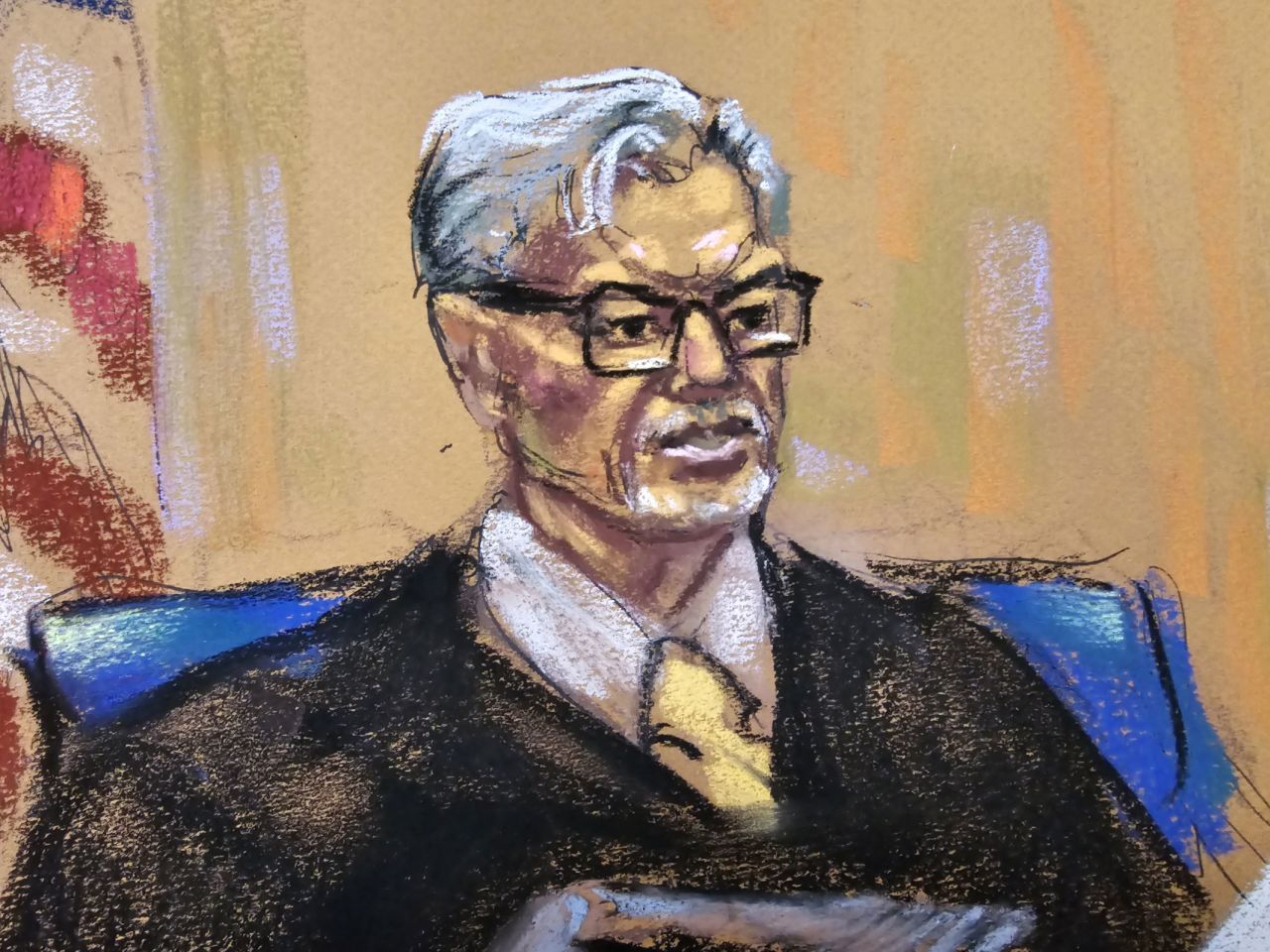 Judge Merchan is seen in this court sketch from Wednesday.