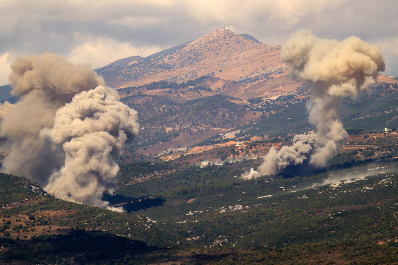 Smoke billows from the site of an Israeli strike in Jezzine, Lebanon, on September 21. 