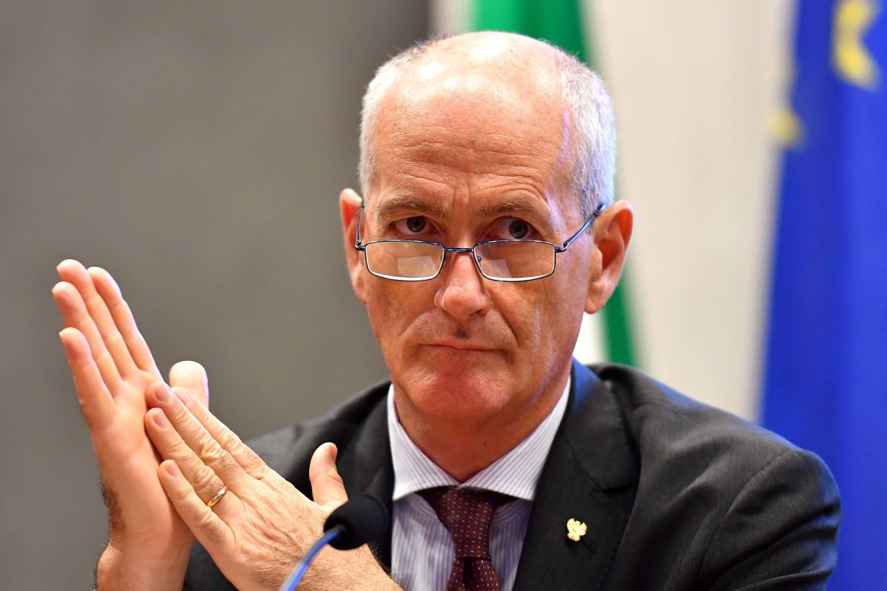 Head of Italian Police Franco Gabrielli addresses a press conference in Rome, Italy, in July 2018.