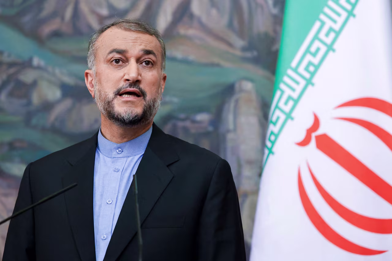 Iranian Foreign Minister Hossein Amirabdollahian speaks during a joint news conference in Moscow, on August 31.