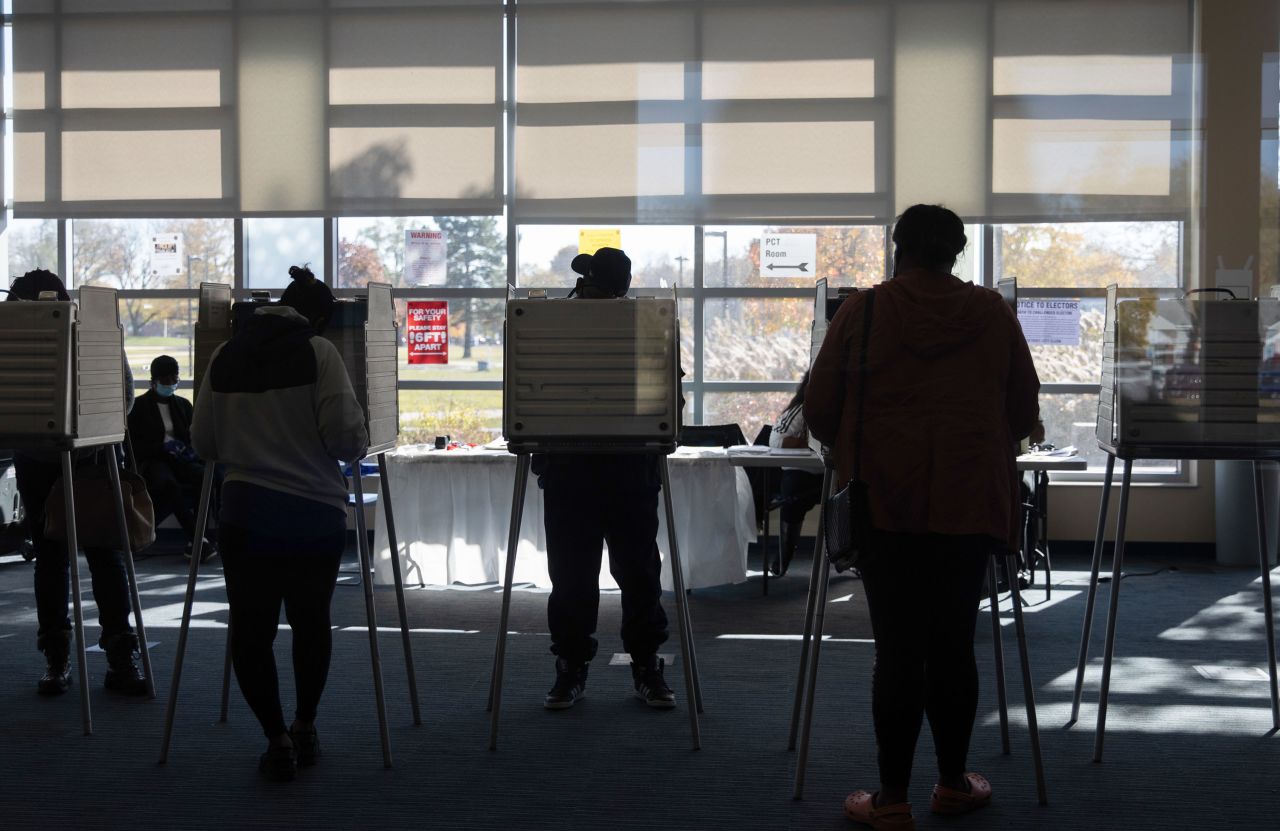 Voters cast ballots at a polling location in Detroit, Michigan, on Tuesday, November 3.