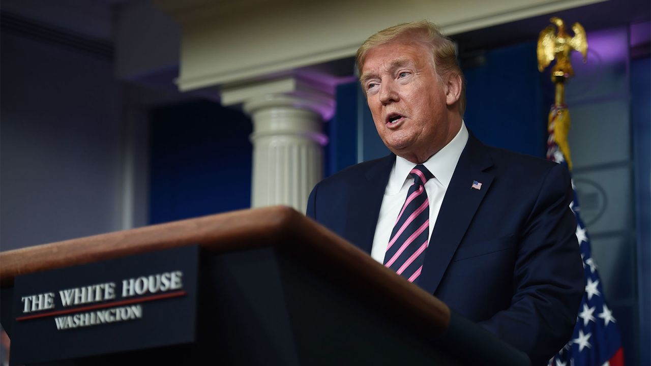 US President Donald Trump addresses the media at the White House on April 24.