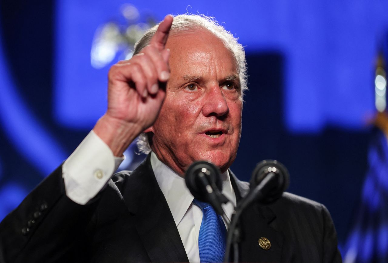 South Carolina Governor Henry McMaster speaks at a Republican fundraising dinner in Columbia, South Carolina, on August 5, 2023.