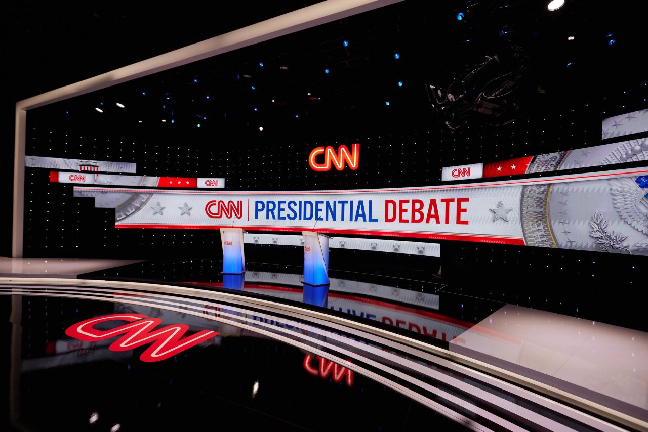 The debate stage ahead of the CNN Presidential Debate in Atlanta on June 26.