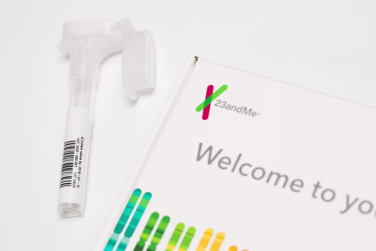 The contents of a 23andMe genetic testing kit as seen in Silver Spring, Maryland, on January 3, 2018. 