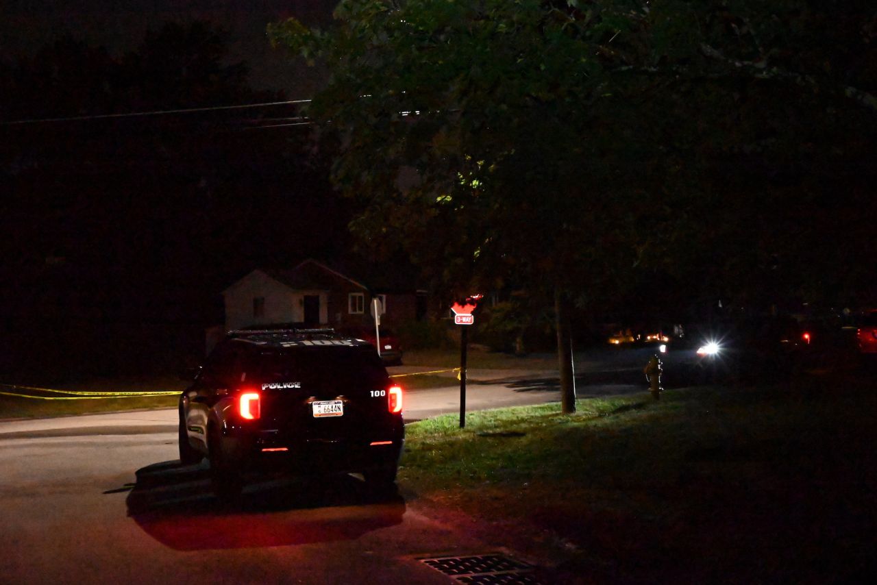 Police are seen outside of the home of Matthew Crooks in Bethel Park, Pennsylvania, on Wednesday.