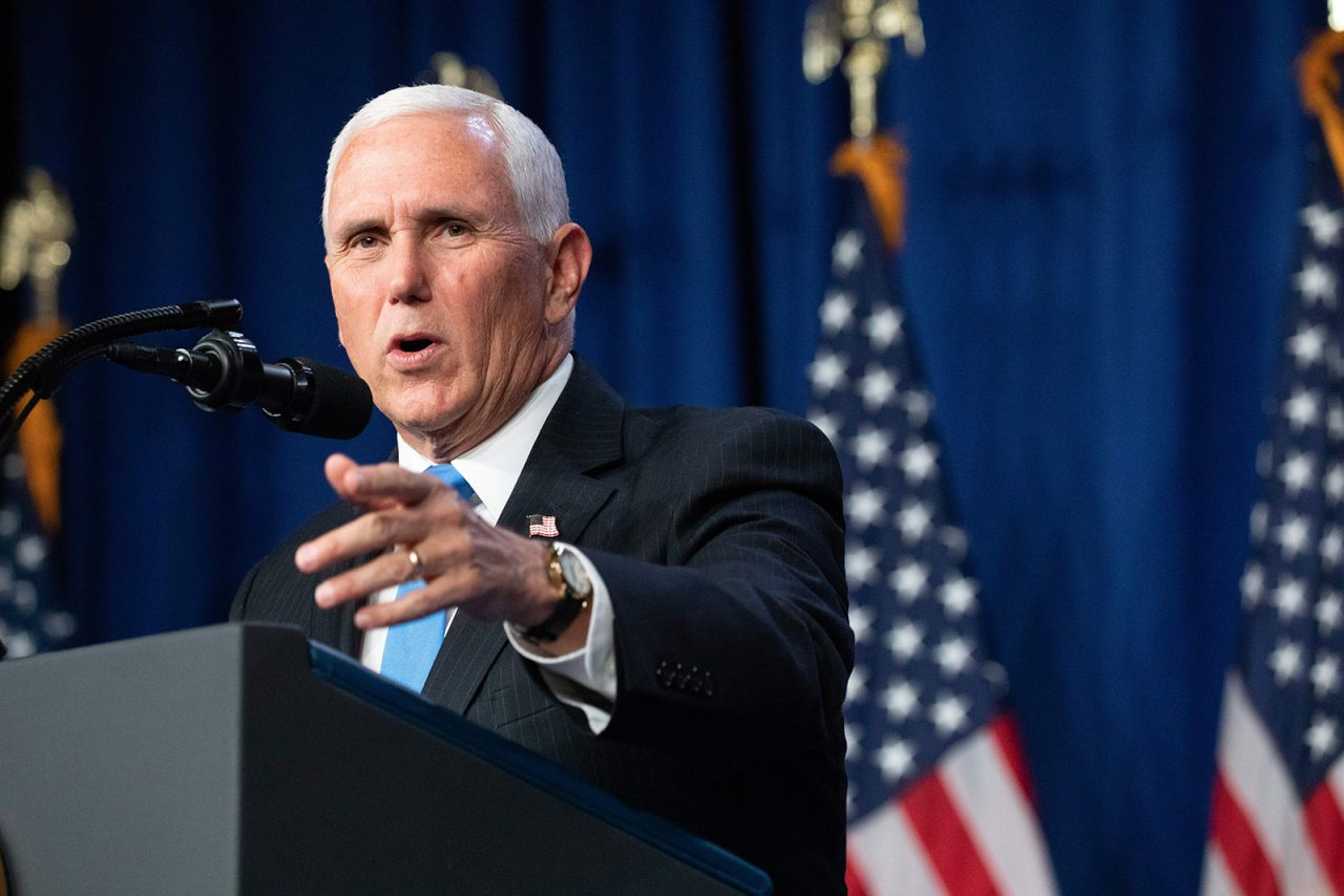 Vice President Mike Pence speaks during the first day of the Republican National Convention on August 24, in Charlotte, North Carolina.