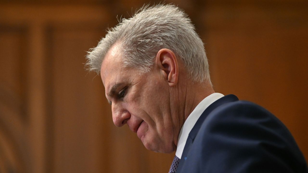 US Rep. Kevin McCarthy holds a news conference at the Capitol on Monday.