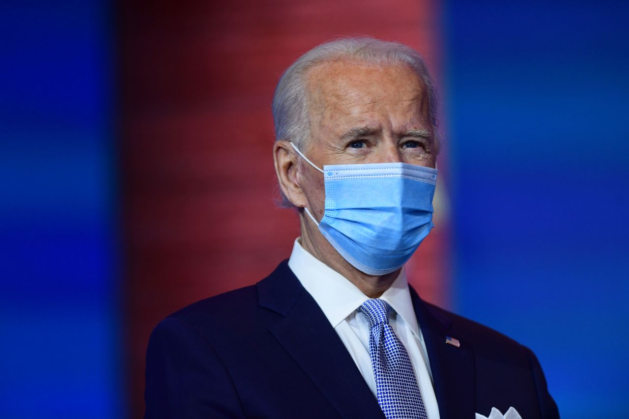 President-elect Joe Biden holds a press conference in Wilmington, Delaware, on November 24, 2020.