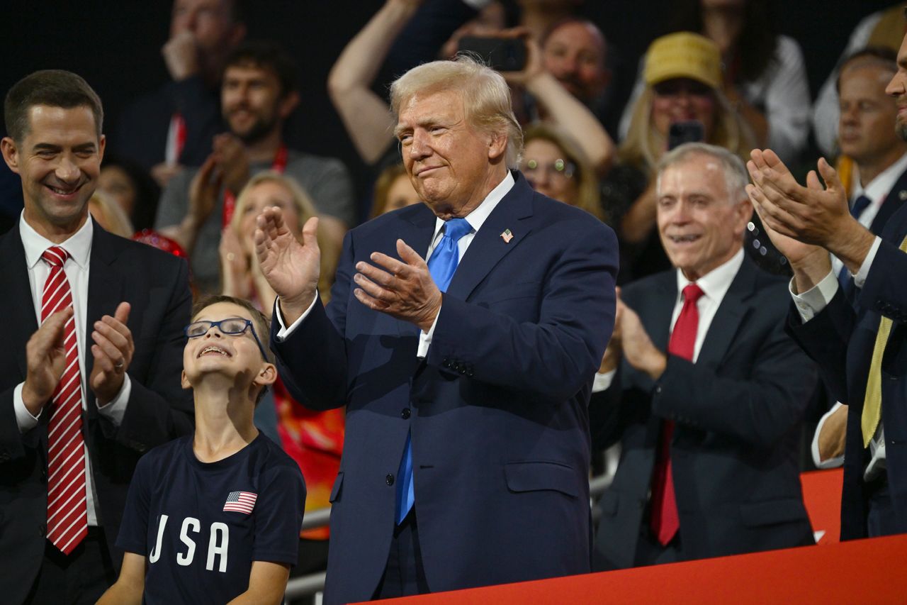 Donald Trump at Fiserv Forum in Milwaukee, Wisconsin, on July 16.