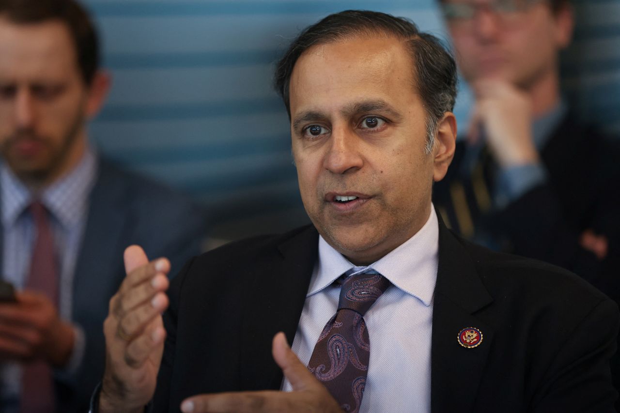 Rep. Raja Krishnamoorthi at a biotech tour in Boston, on February 12.  