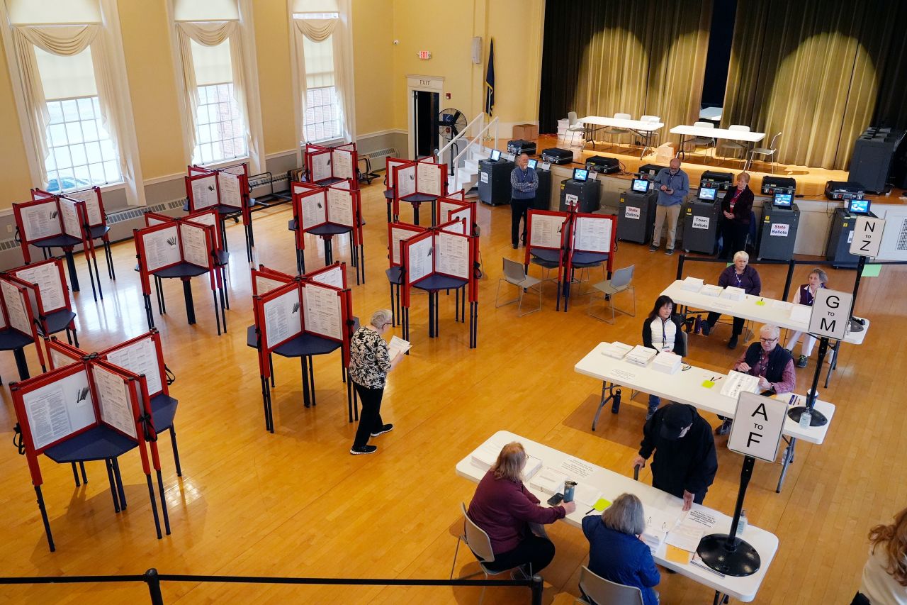 A person votes in Kennebunk, Maine, on Tuesday.