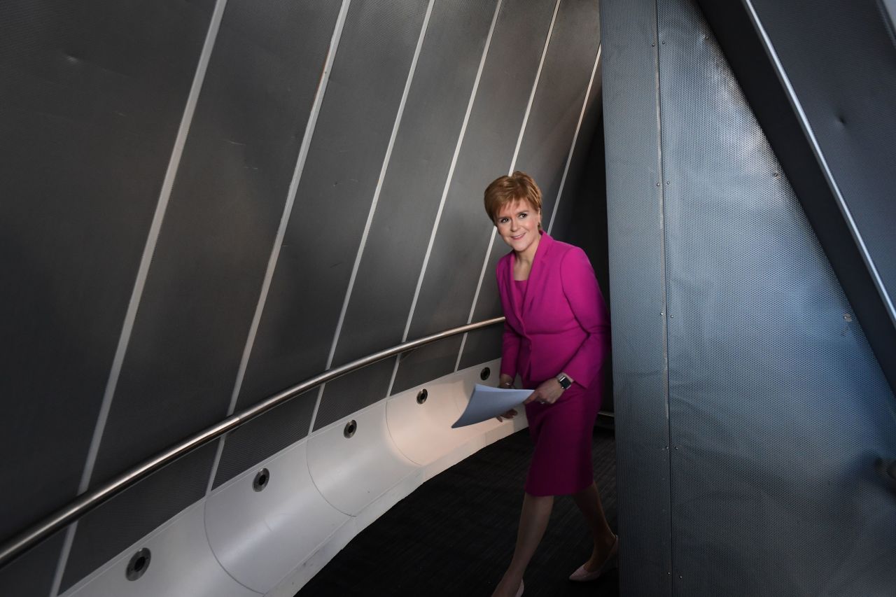 Sturgeon makes her way to the stage in Edinburgh