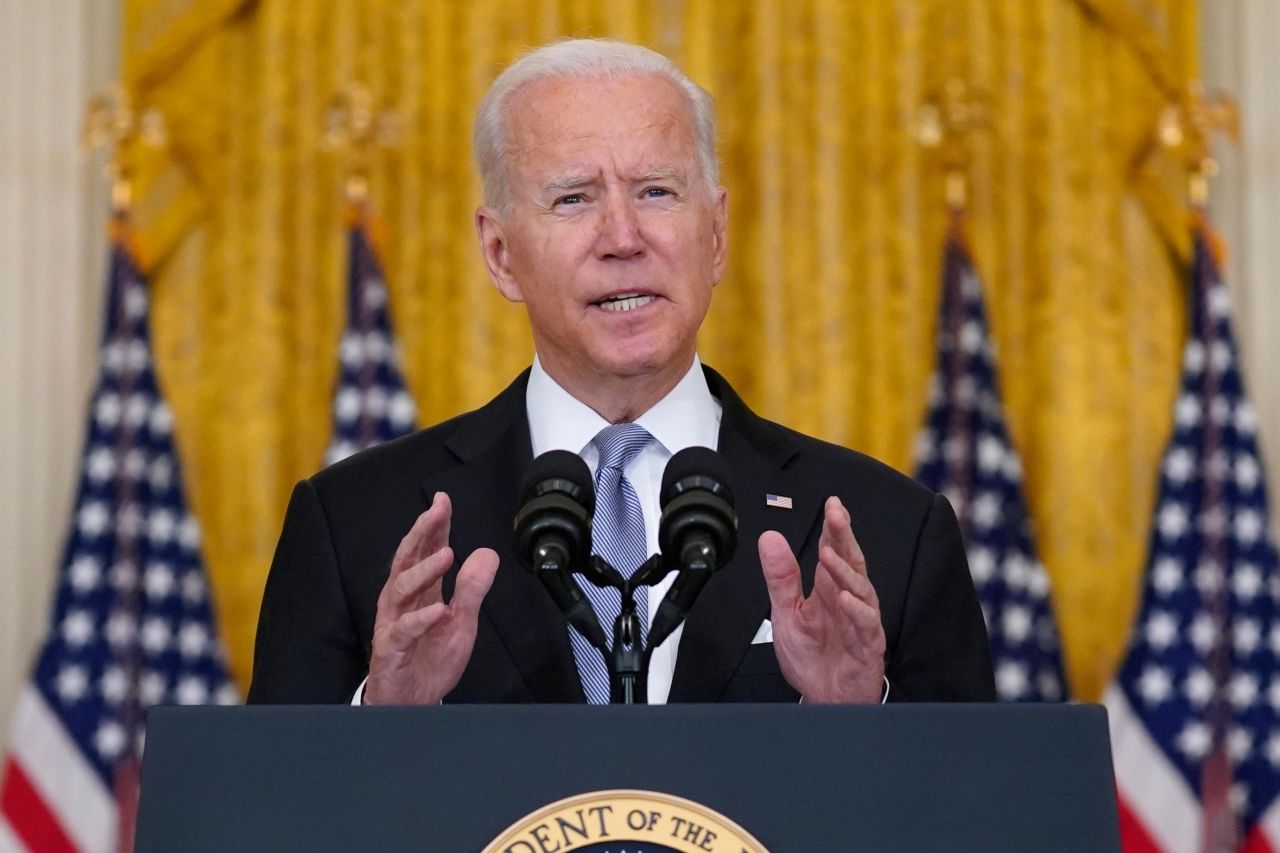 President Joe Biden speaks about Afghanistan from the East Room of the White House, on Monday, August 16. 