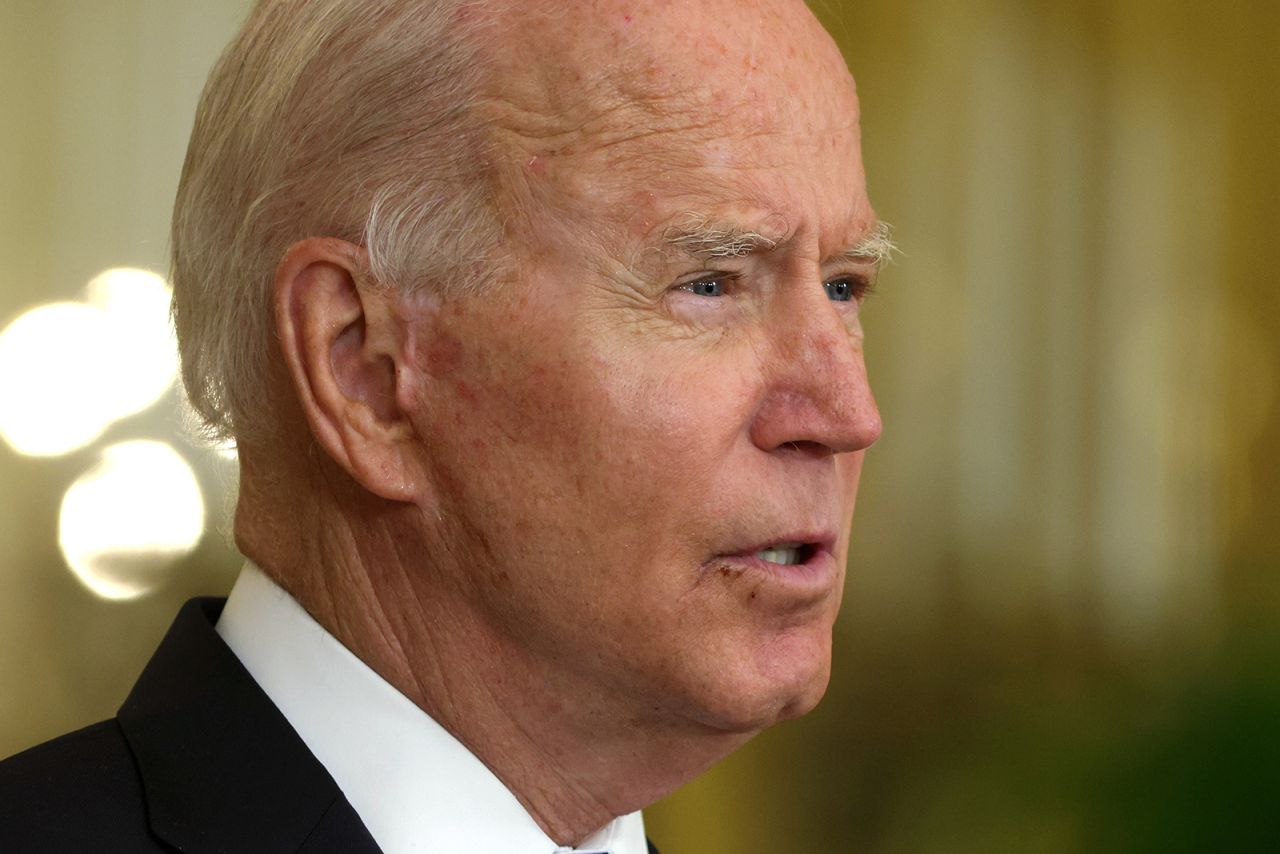 President Joe Biden speaks during an East Room event at the White House August 11, in Washington, DC. 