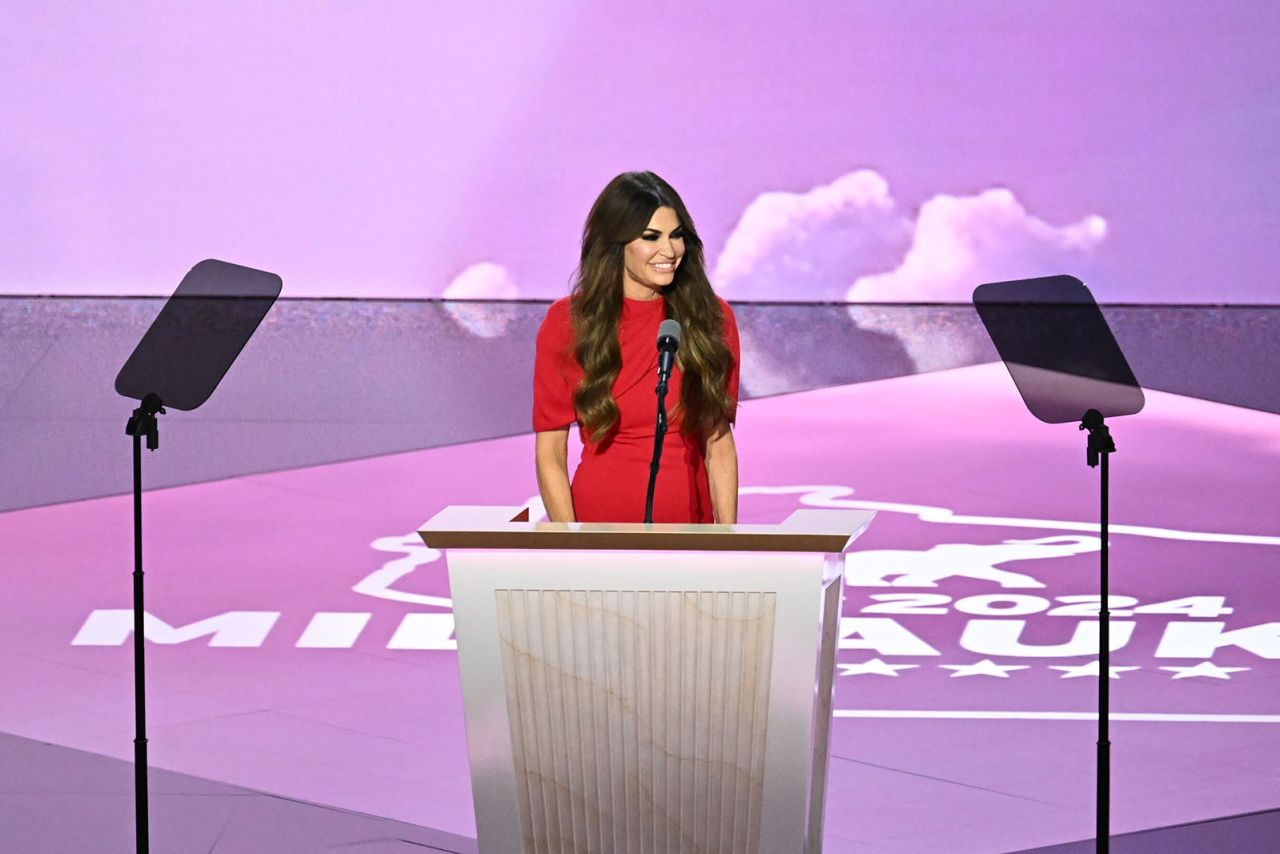 Kimberly Guilfoyle speaks during day three of the Republican National Convention on Wednesday, July 18, in Milwaukee.