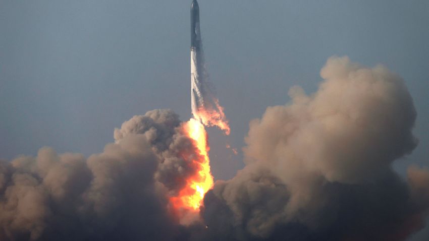 The SpaceX Starship takes off in Boca Chica, Texas on April 20.