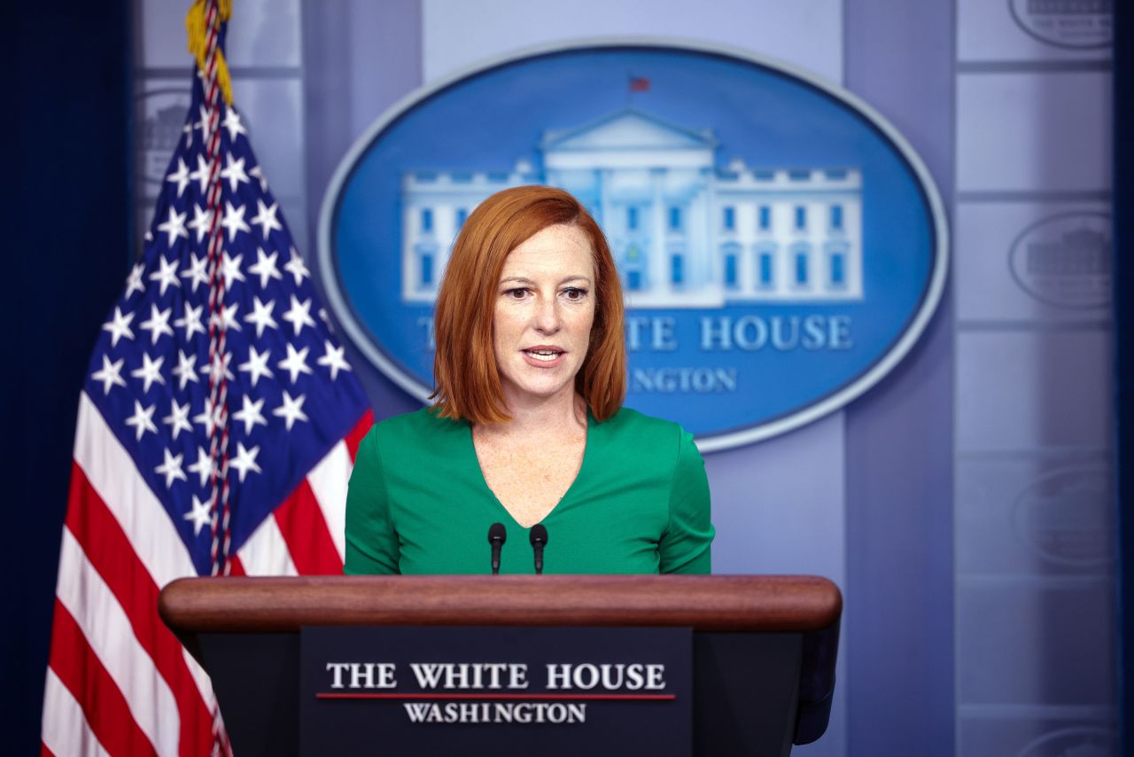 White House press secretary Jen Psaki speaks during a briefing at the White House on September 9.