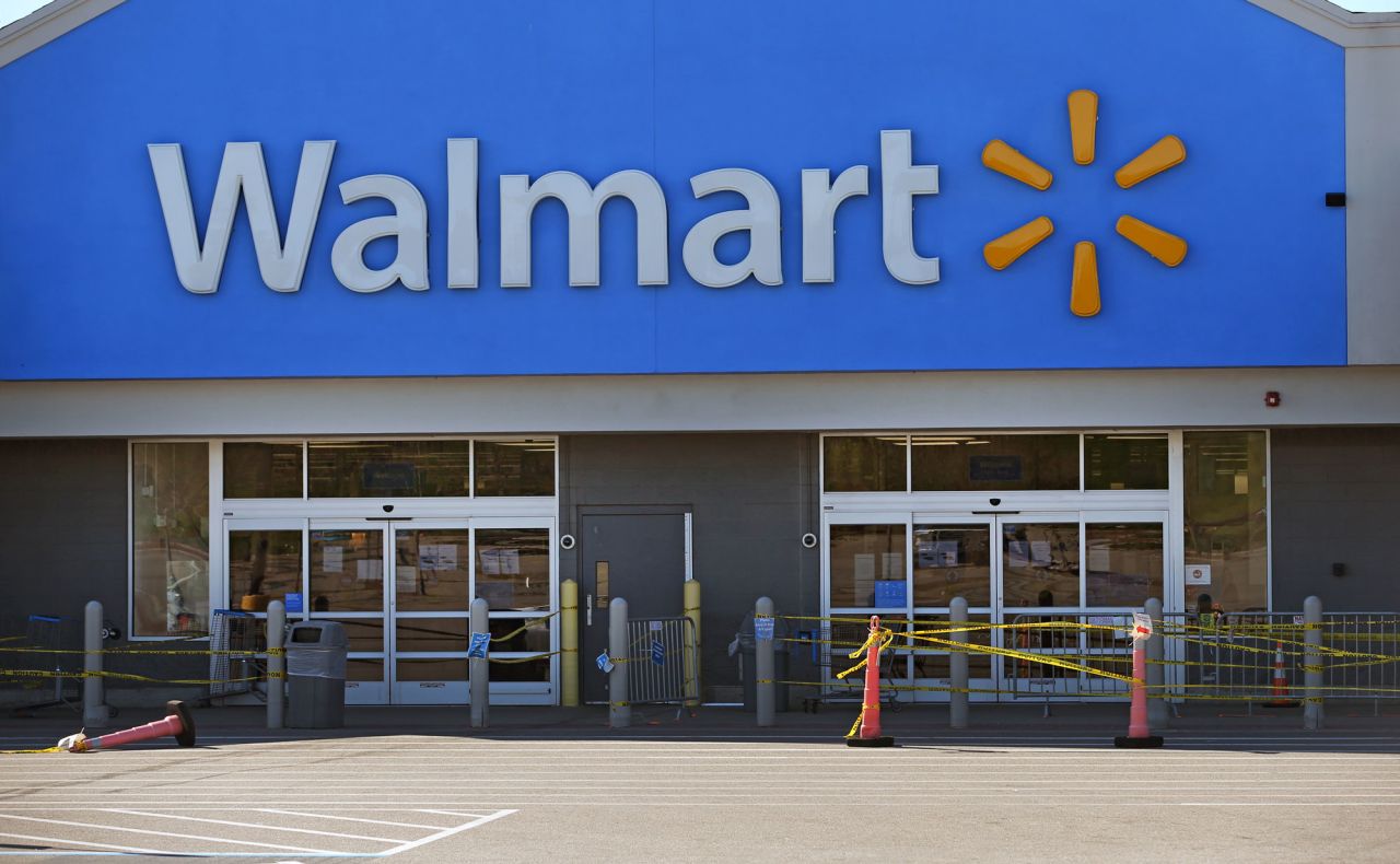 A Walmart store in Quincy, MA, pictured on May 5, has now closed after a worker died due to COVID-19.