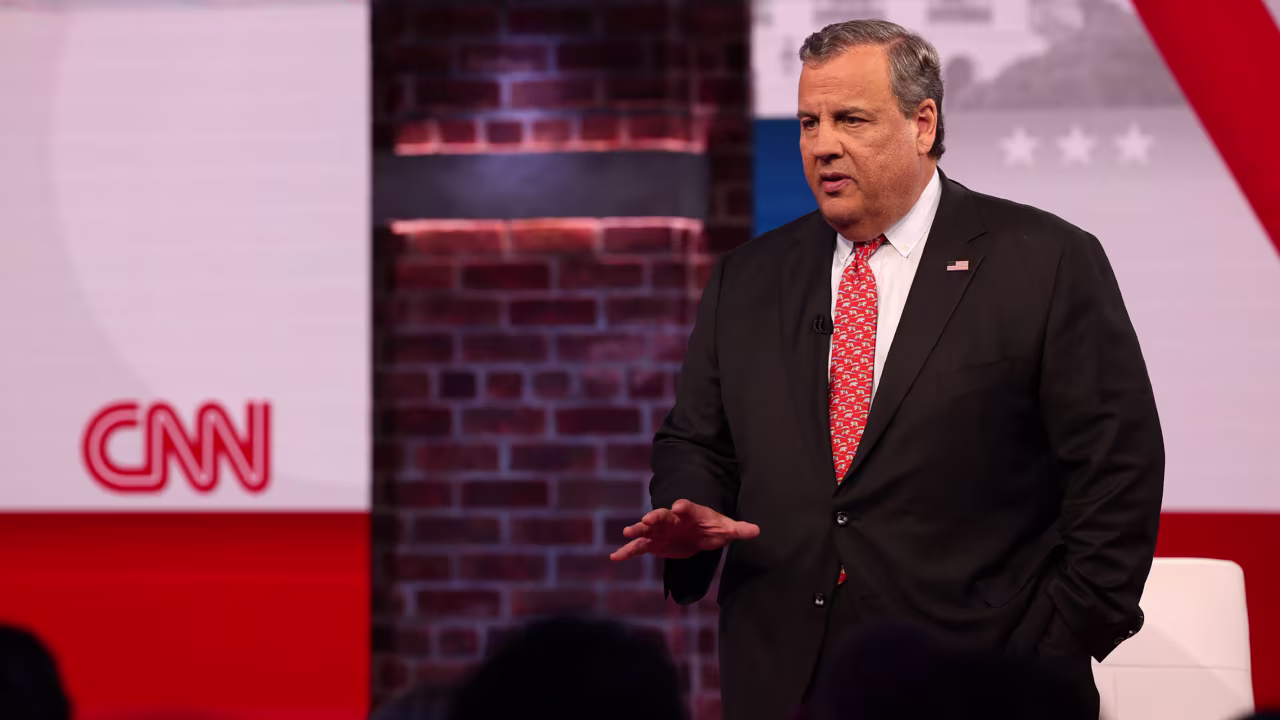 Chris Christie speaks at a CNN Republican Presidential Town Hall moderated by CNN’s Anderson Cooper in New York on Monday, June 12, 2023.