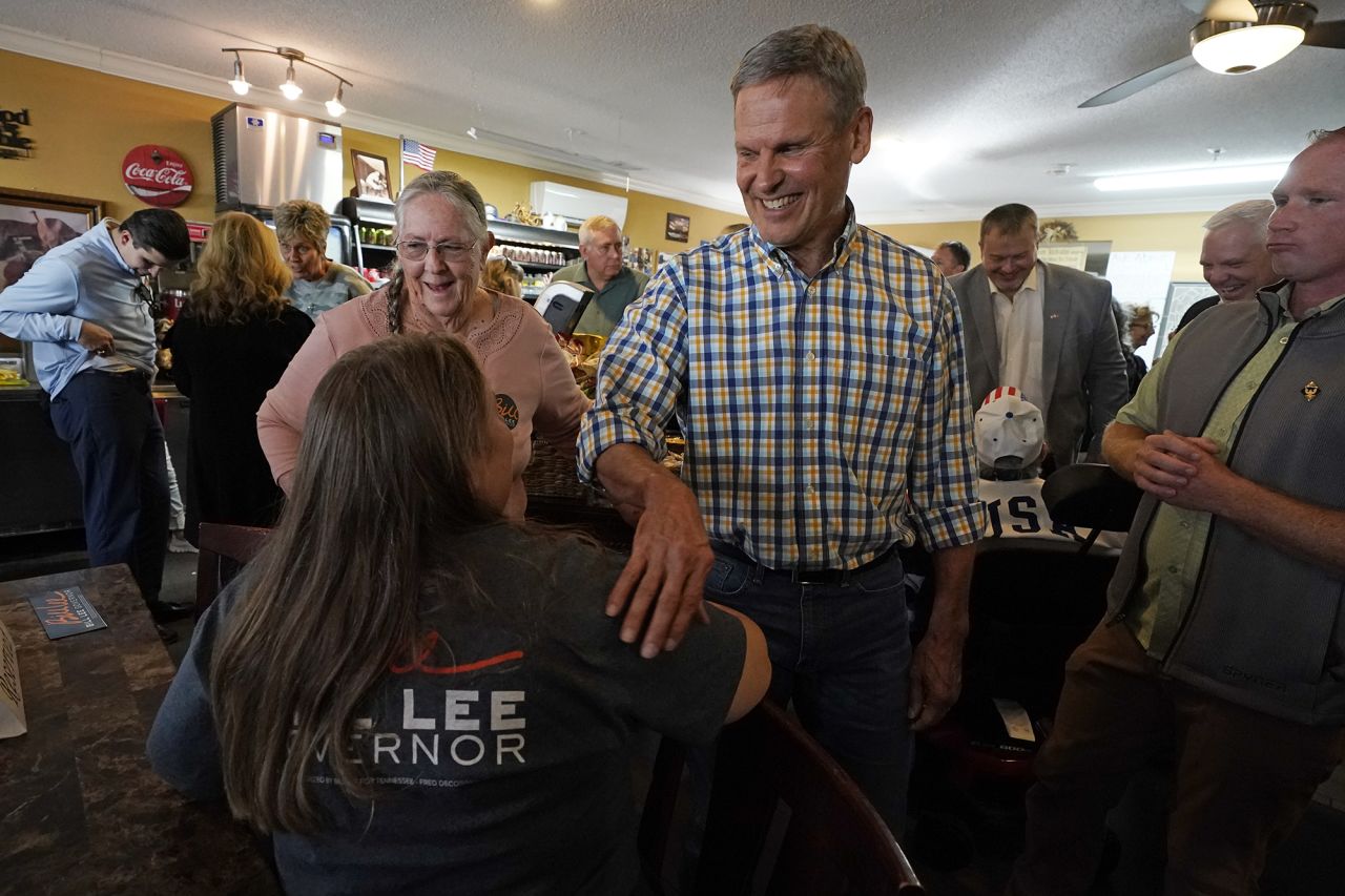 Tennessee Gov. Bill Lee campaigns in Crossville, Tennessee on November 3.