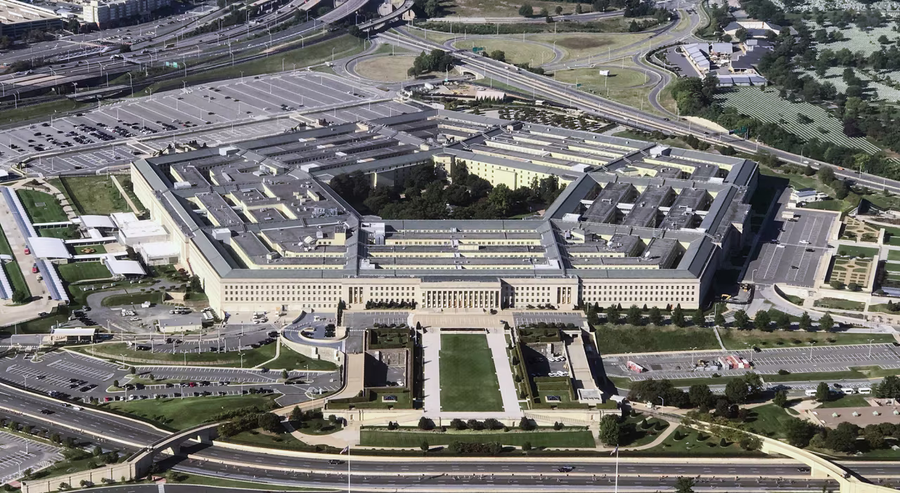 Aerial view of the Pentagon building in Arlington, Virginia, on Sept 24, 2017. (Photo By 