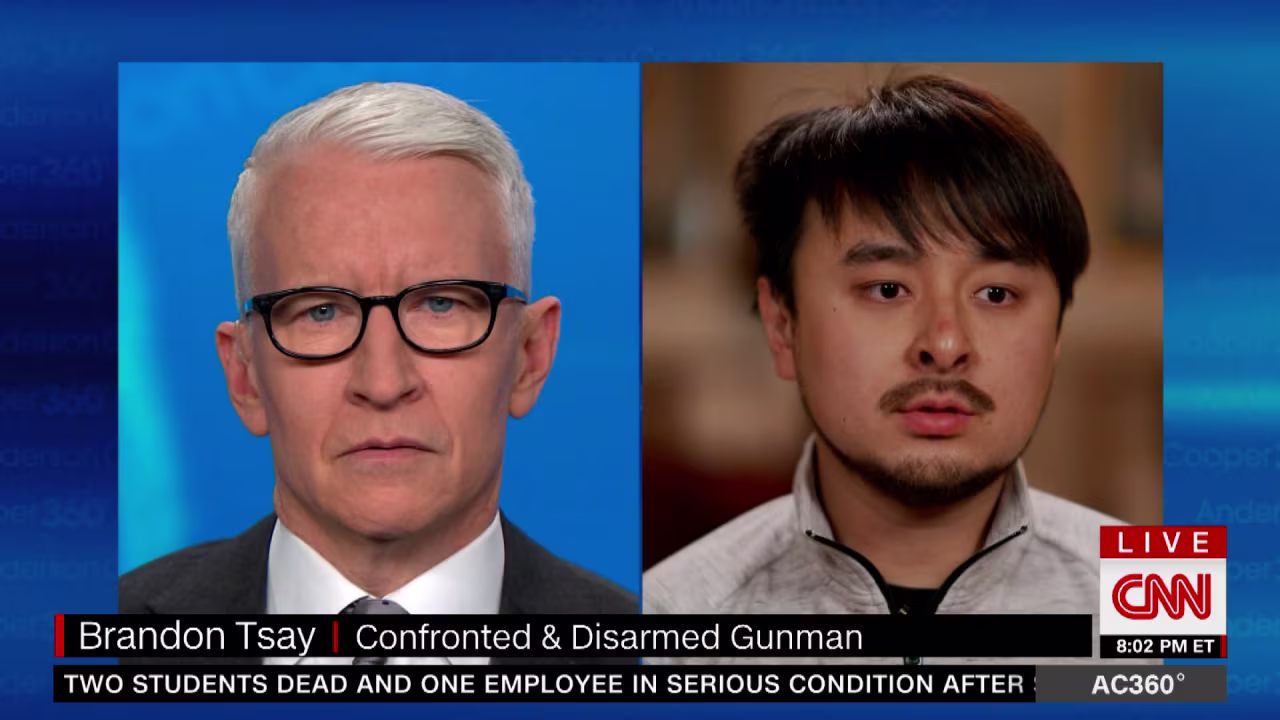 Brandon Tsay speaks with CNN's Anderson Cooper about the Monterey Park shooting on Monday, January 23, 2023.