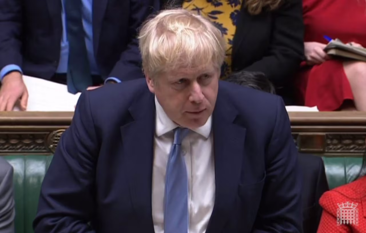 Prime Minister Boris Johnson delivers a statement to MPs in the House of Commons, London, England, on the Sue Gray report on January 31