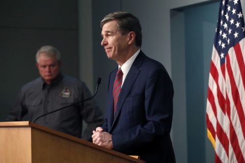 North Carolina Gov. Roy Cooper answers questions during a briefing on the coronavirus pandemic at the Emergency Operations Center in Raleigh, N.C., Tuesday, May 26. 