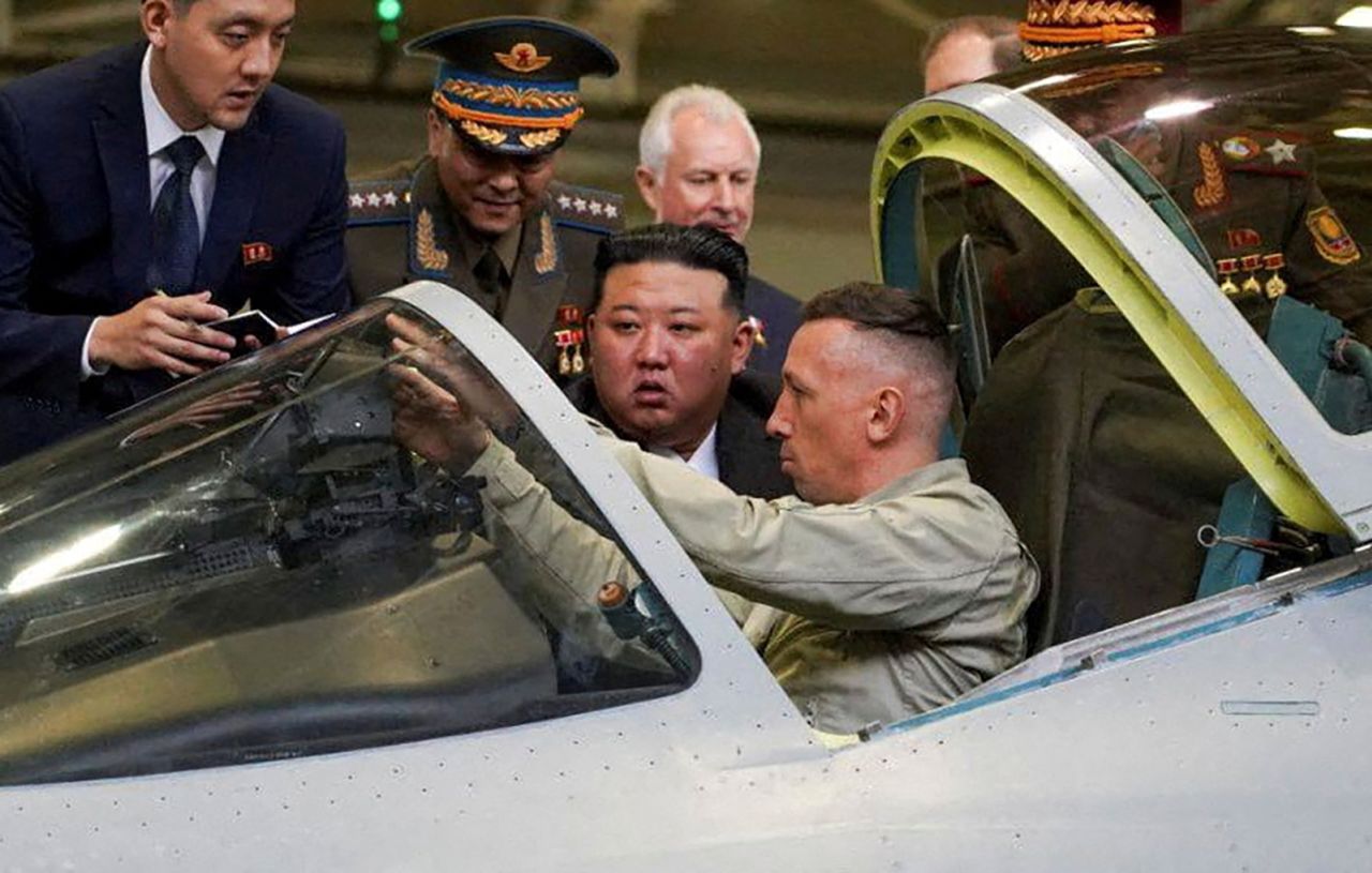 Kim?Jong Un visits an aircraft manufacturing plant in the city of Komsomolsk-on-Amur in the Khabarovsk region, Russia, on September 15.