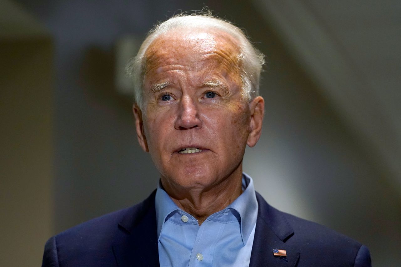 Democratic presidential candidate Joe Biden speaks about the death of Supreme Court Justice Ruth Bader Ginsburg on September 18 in New Castle, Delaware.