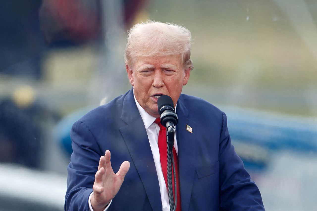 Former President Donald Trump speaks during a campaign rally in Asheboro, North Carolina, on August 21.