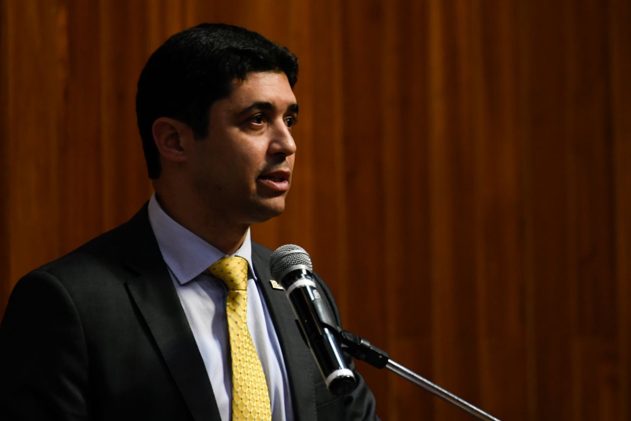 Wagner Rosario, Brazilian minister of the Office of the Comptroller General, speaks during a seminar on combating corruption conducted at the District Public Ministry Federal and Territories in Brasilia, Brazil, on November 12, 2018.