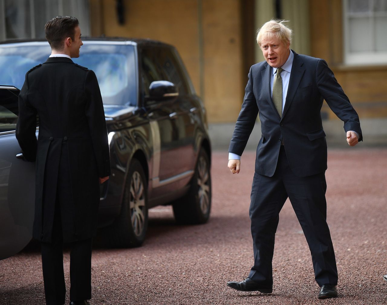 Boris Johnson leaving Buckingham Palace