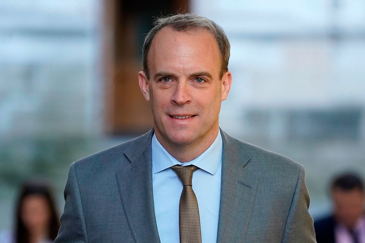 Britain's Foreign Secretary Dominic Raab leaves the Foreign Office in London on April 20.