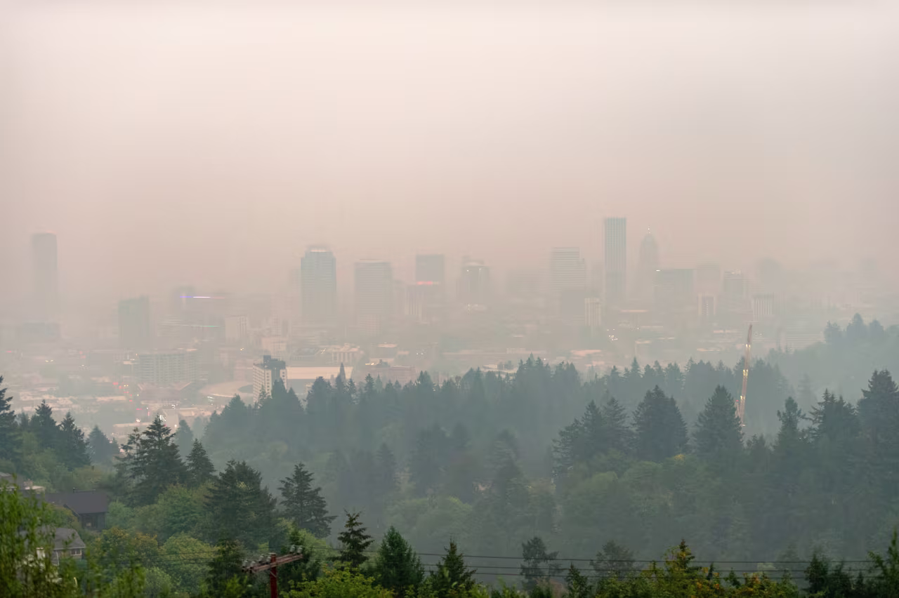 Smoke fills the sky in Portland, Oregon, on September 10.
