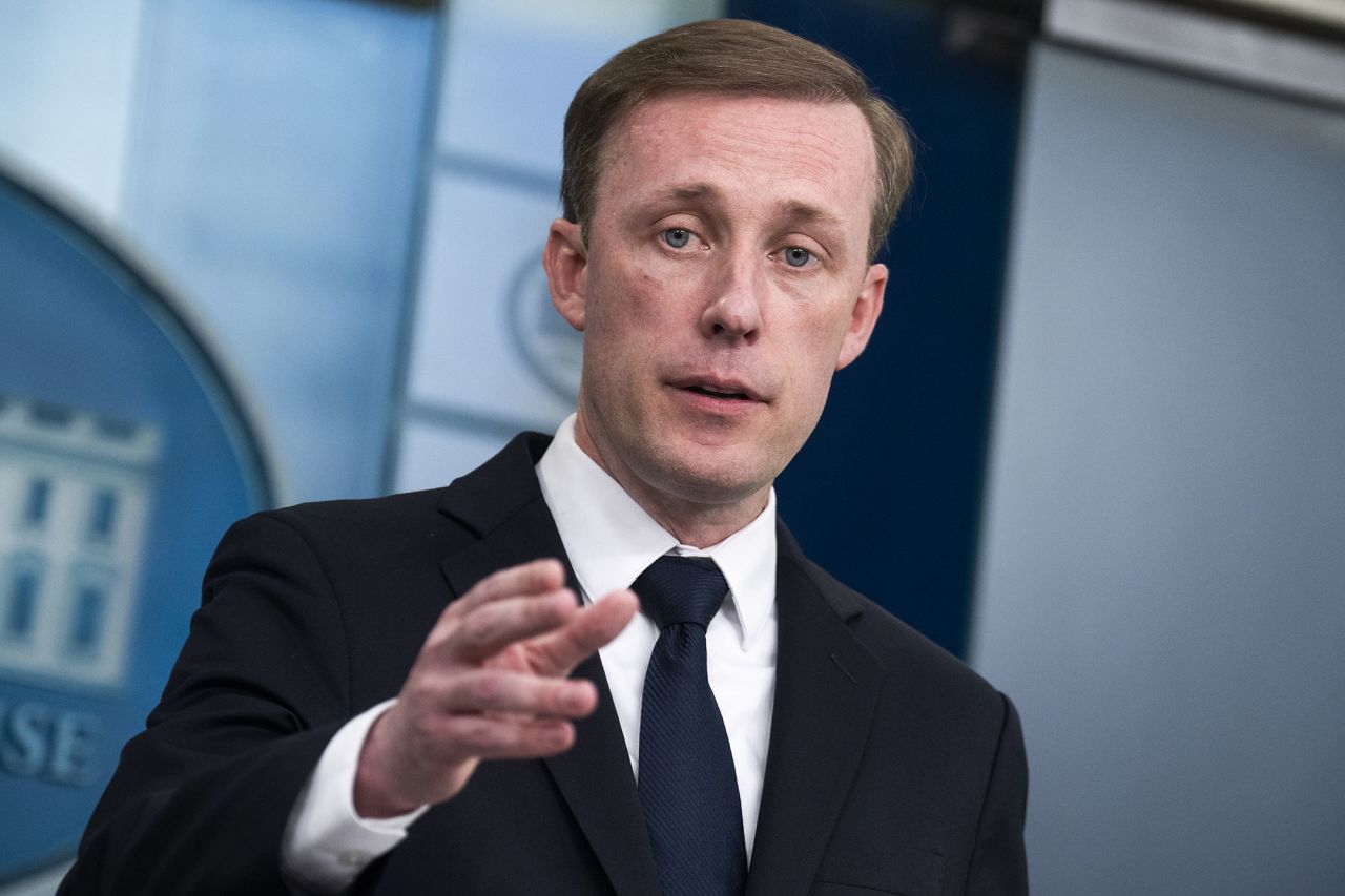 National Security Adviser Jake Sullivan speaks during the White House press briefing on April 24.