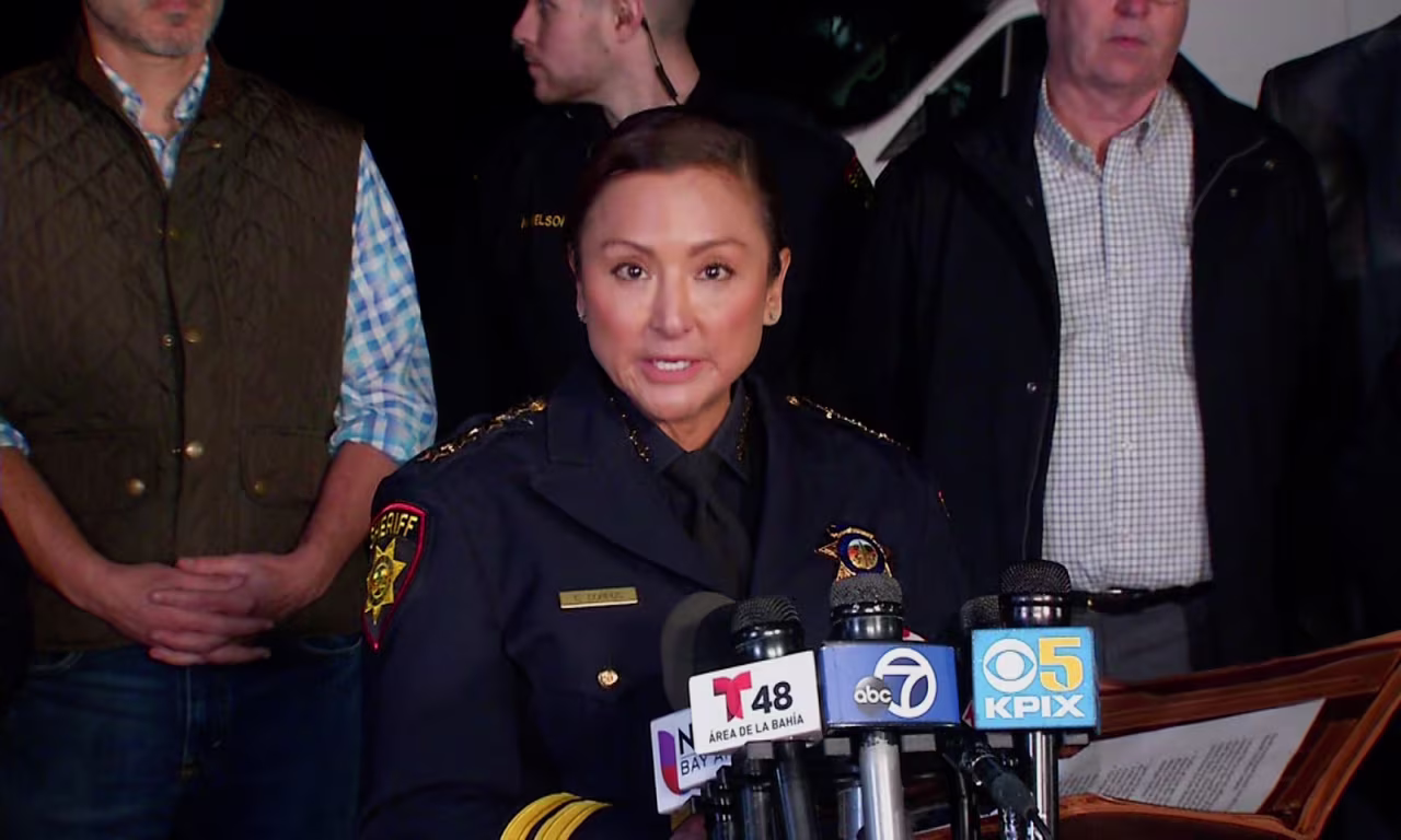 Christina Corpus speaks during a news briefing in Half Moon Bay, California on January 24.