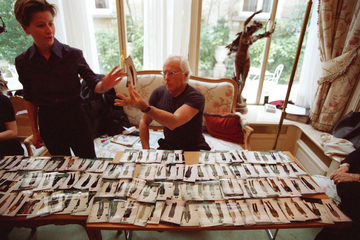 Armani ahead of his runway show in Paris, 1998.