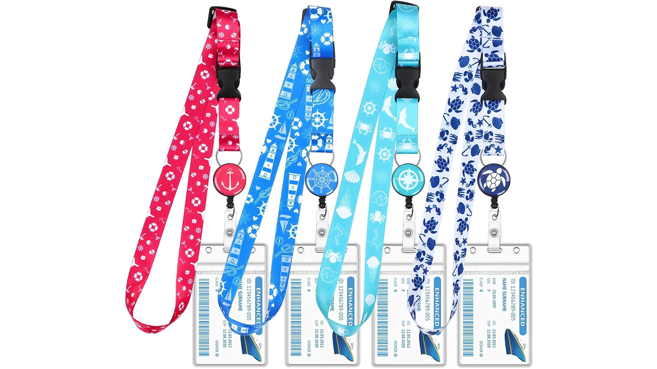 4 Pack Cruise Lanyard for Ship Cards stock photo