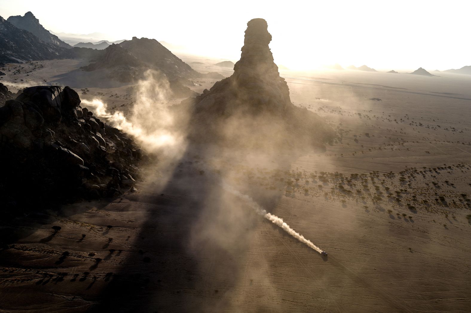 A driver competes in the second stage of the Dakar Rally, which took place in Bisha, Saudi Arabia, on Monday, January 6. <a href="index.php?page=&url=https%3A%2F%2Fwww.cnn.com%2F2025%2F01%2F02%2Fworld%2Fgallery%2Fphotos-this-week-december-26-january-2%2Findex.html">See last week in 30 photos</a>.