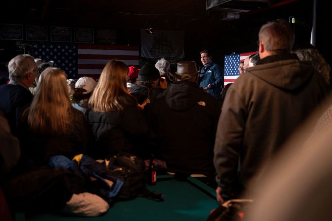 Florida Gov. Ron DeSantis holds a town hall in Hampton, New Hampshire, on January 17. DeSantis edged out former Haley for a distant second-place finish in the Iowa Republican Caucuses, but <a href=