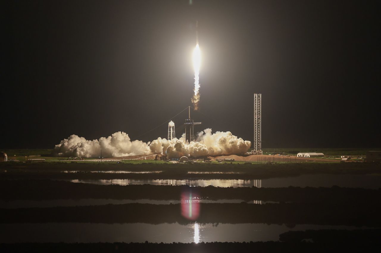 SpaceX's Polaris Dawn Falcon 9 rocket blasts off from Launch Complex 39A of NASA's Kennedy Space Center in Cape Canaveral, Florida, on September 10